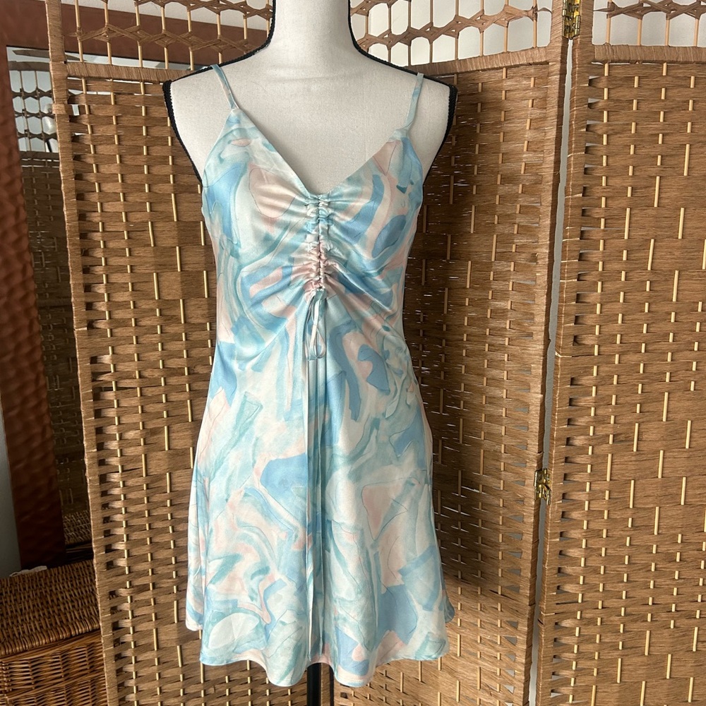 Y2K Cider Blue and White Swirl Dress
